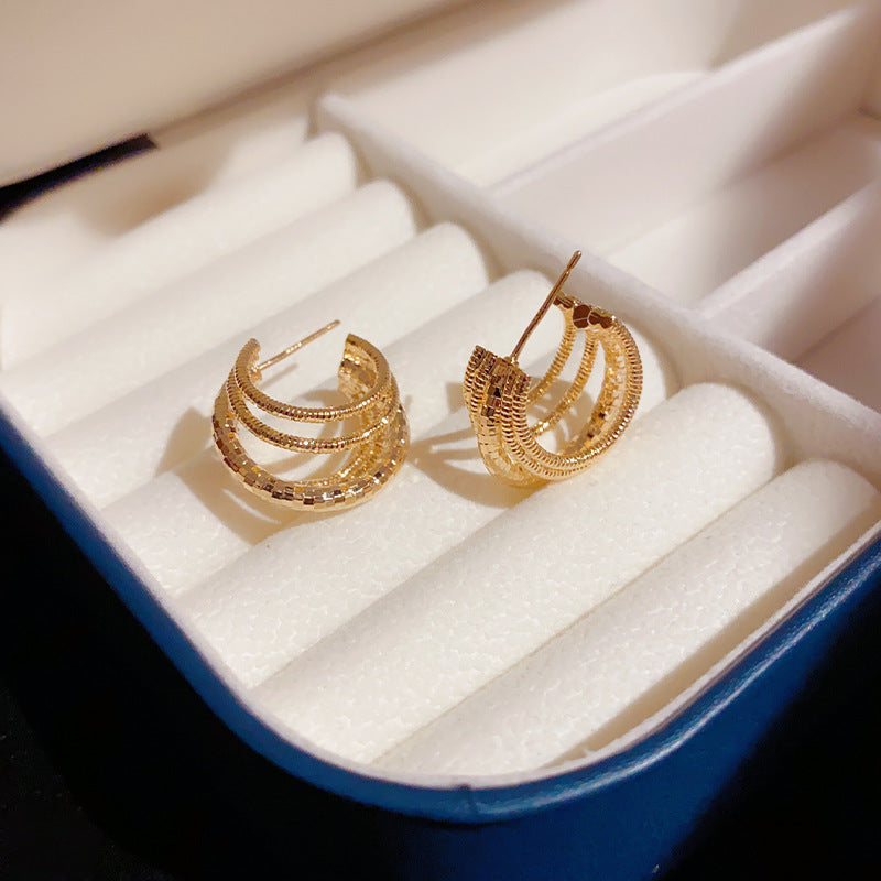 C Hoop Multilayer Ear Studs