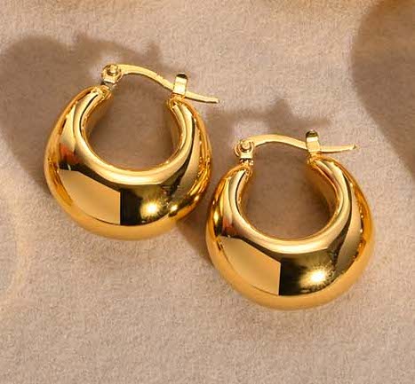18K Gold Plated Chunky Hoop Earrings