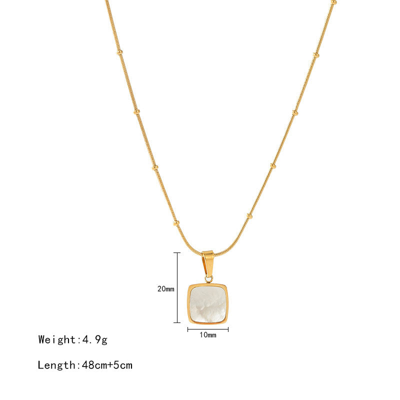18K Gold Plated White Shell Pendant Necklace
