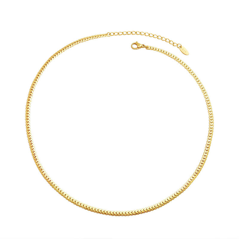 18K Gold Played Herringbone Slim Necklace