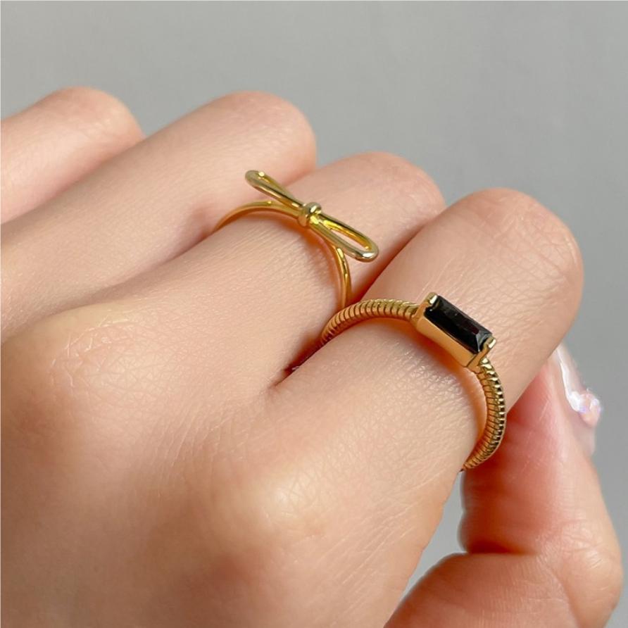 18K Gold Zircon Ring on Sterling Silver