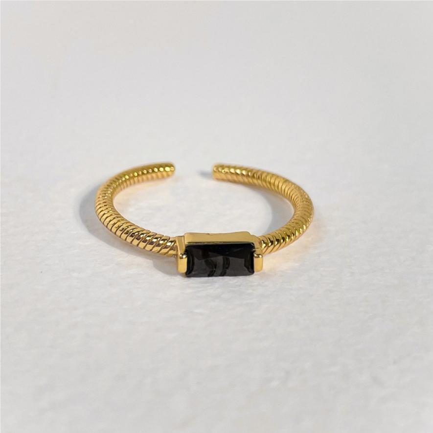 18K Gold Zircon Ring on Sterling Silver