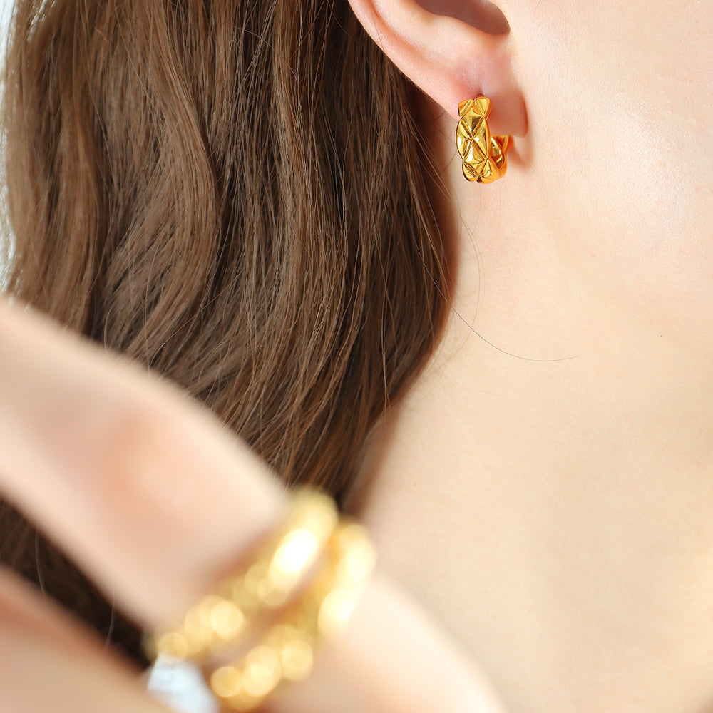 18K Gold Plated Huggie Earring