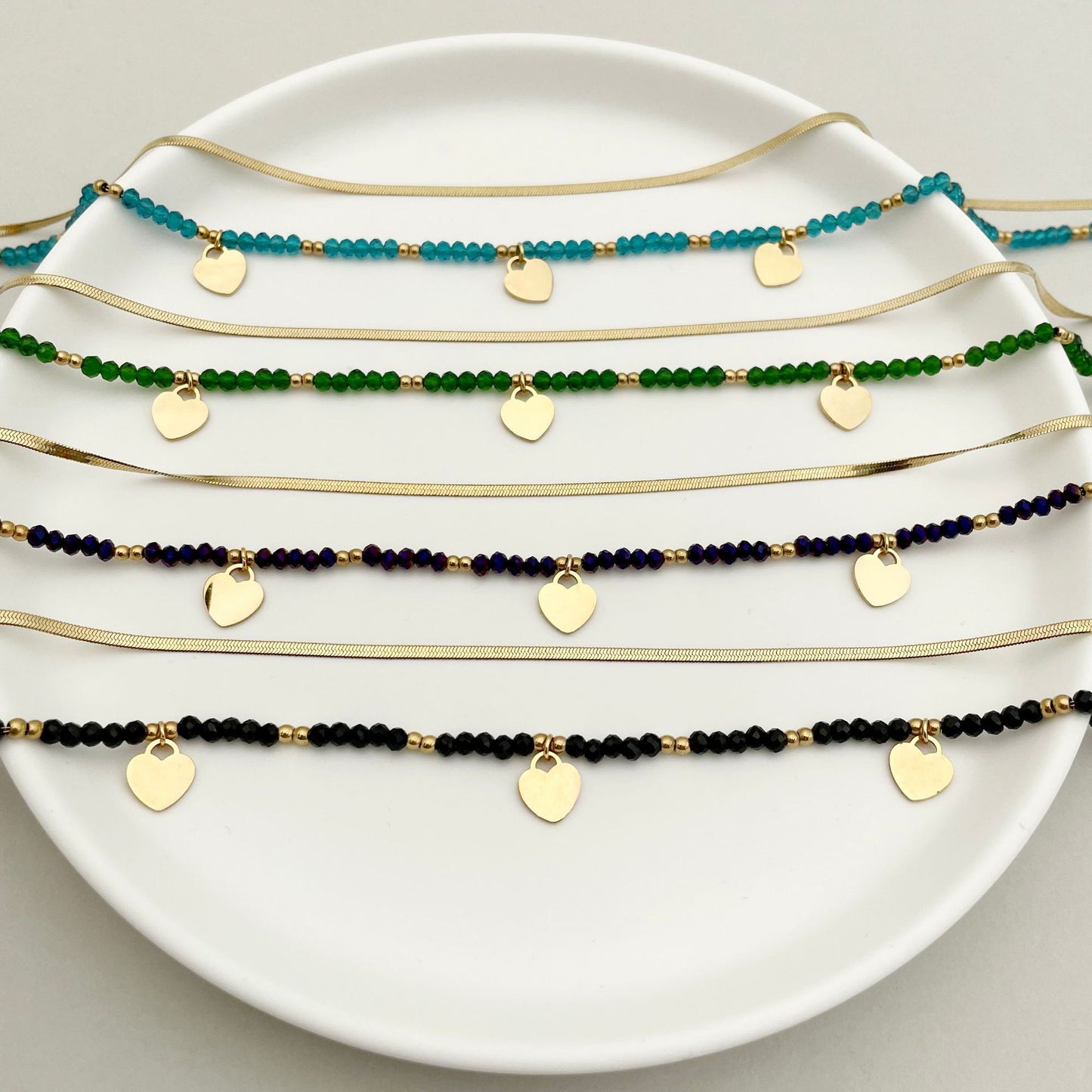 14K Gold Plated and Black Double Necklace