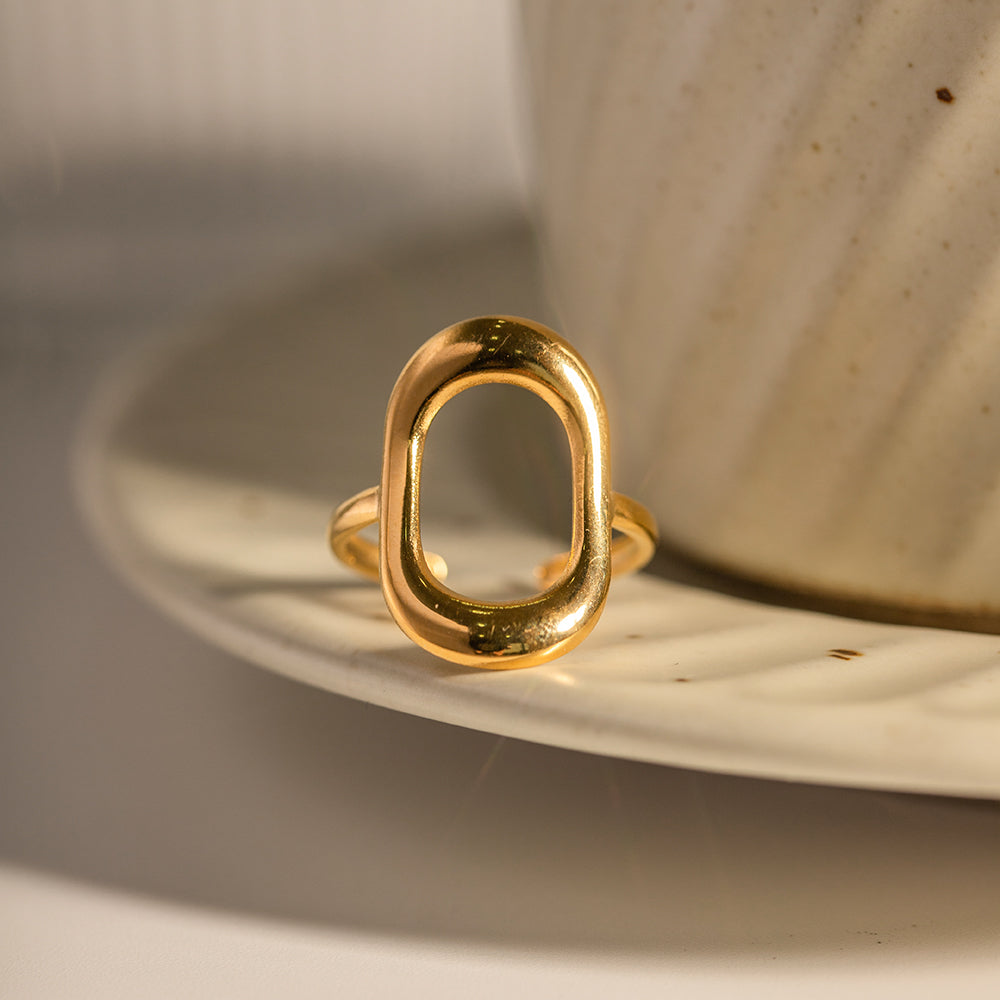 18K Gold Plated Oval Ring