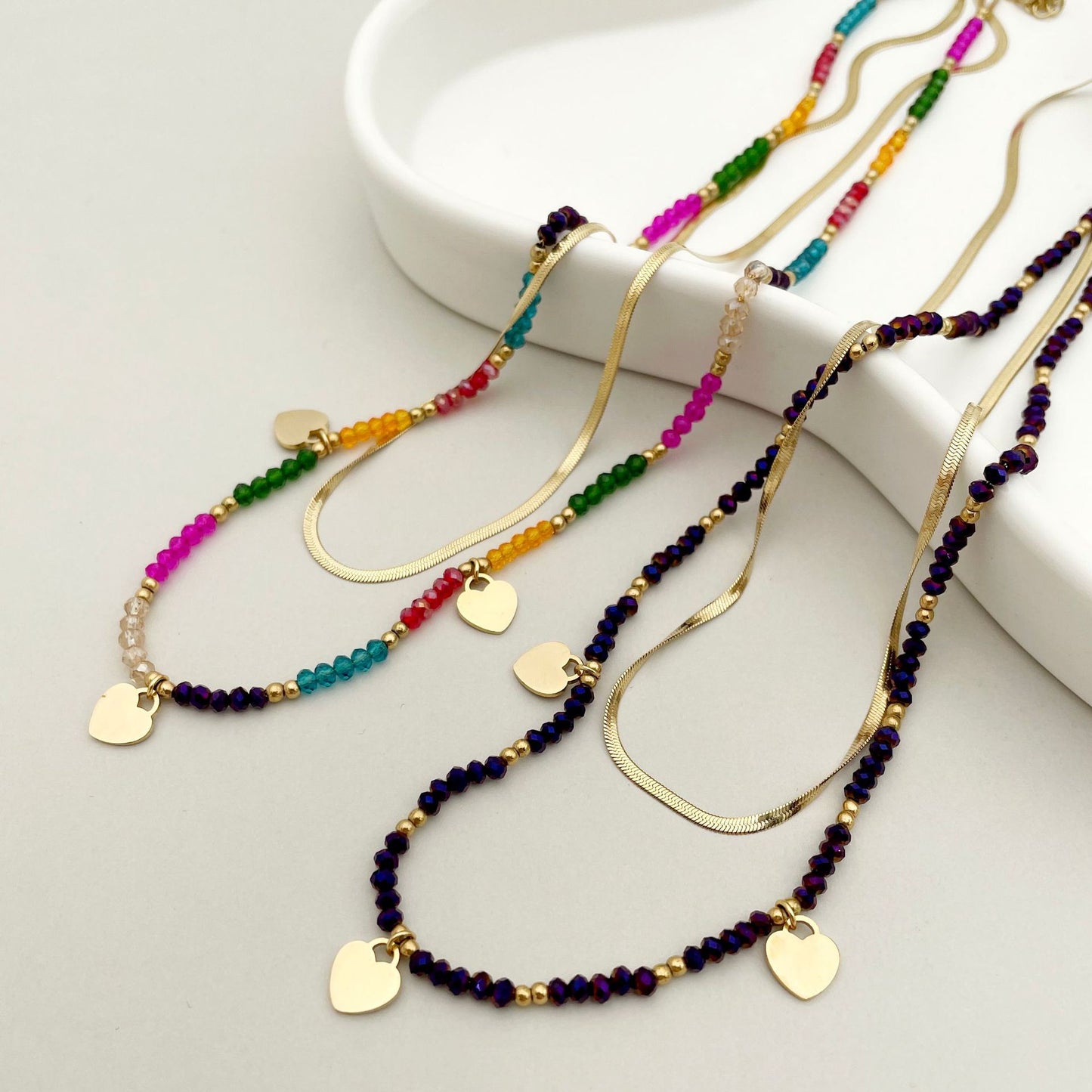 14K Gold Plated and Black Double Necklace