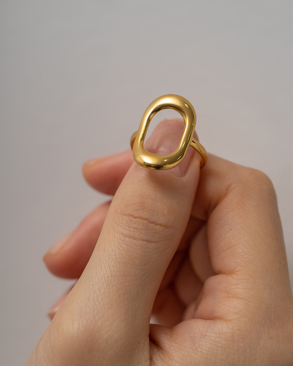 18K Gold Plated Oval Ring