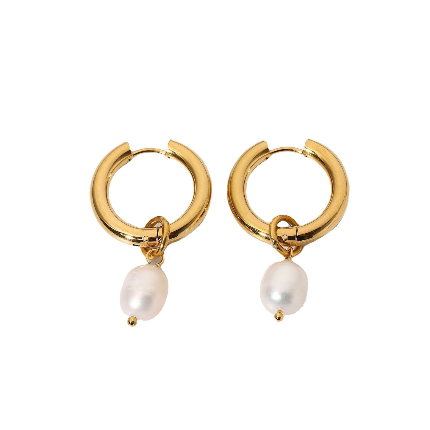 18K Gold Plated Pearl Huggie Earrings