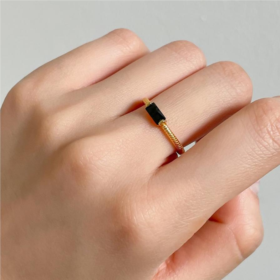 18K Gold Zircon Ring on Sterling Silver