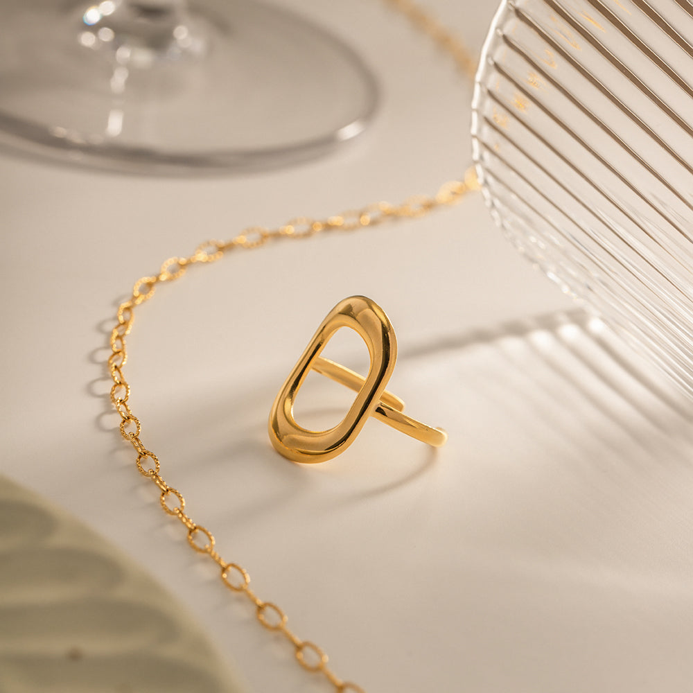 18K Gold Plated Oval Ring