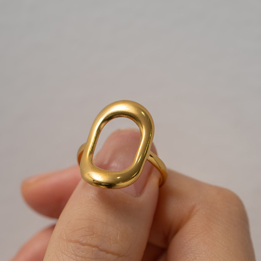 18K Gold Plated Oval Ring