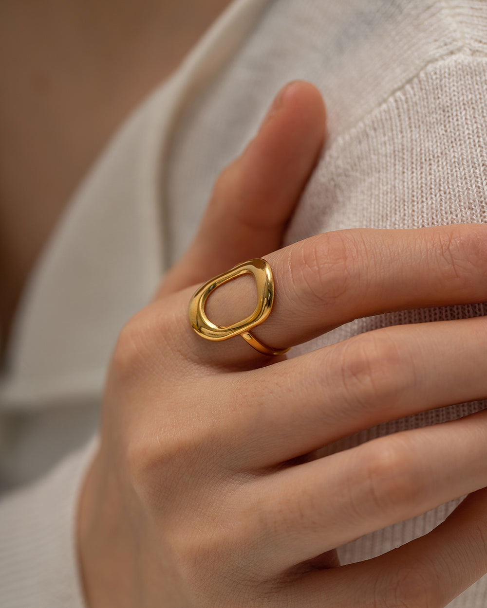 18K Gold Plated Oval Ring