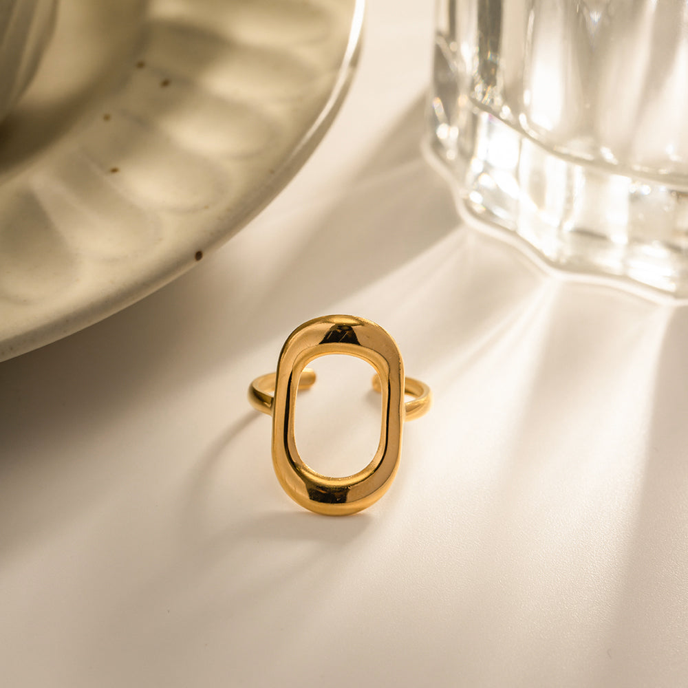 18K Gold Plated Oval Ring