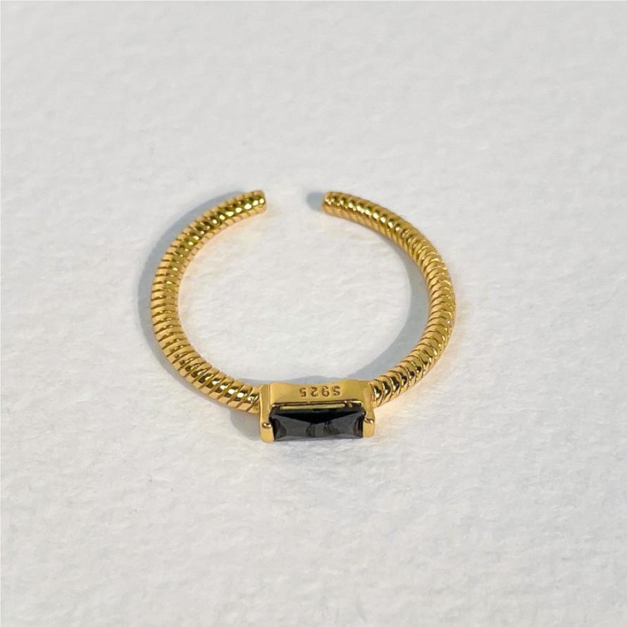 18K Gold Zircon Ring on Sterling Silver