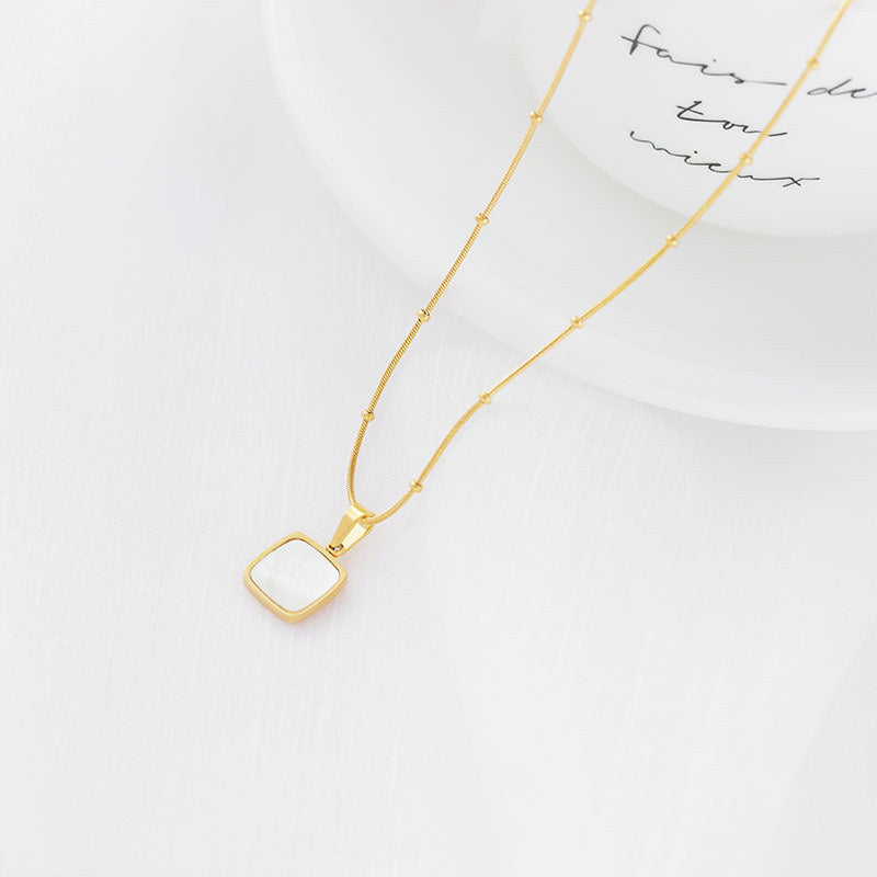 18K Gold Plated White Shell Pendant Necklace